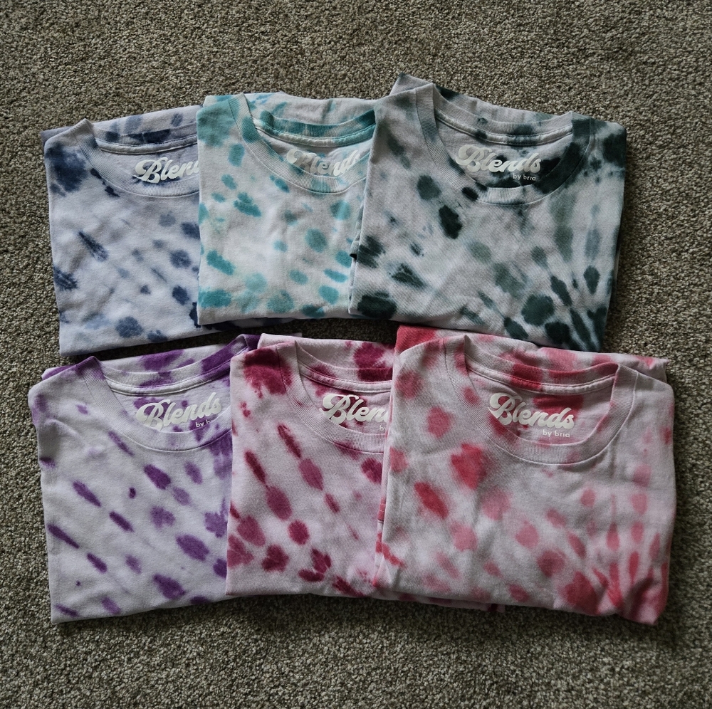 [6 TOTAL] Tie Dye Spiral T-Shirts | Unisex | Various Colors | Large